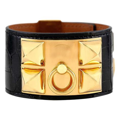 hermes leather bracelet black|vintage hermes leather bracelet.